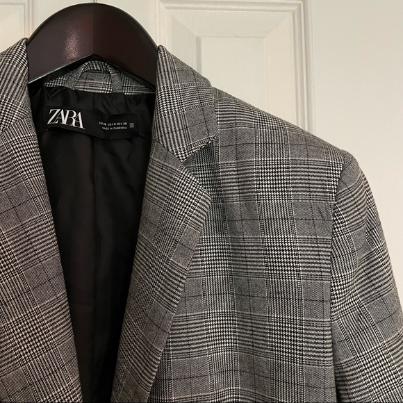 Zara Check Tailored Blazer Jacket US 6 - Picture 8 of 12